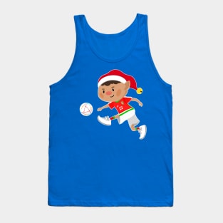 Wales football Christmas elf. Football World Cup soccer Tank Top